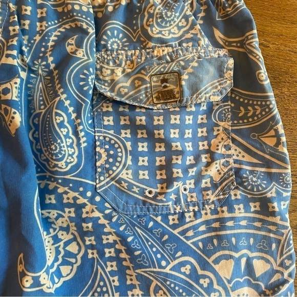 Peter Millar Swim Trunks Paisley Blue Size Large 7” Board Shorts Pockets Nylon - Picture 4 of 13